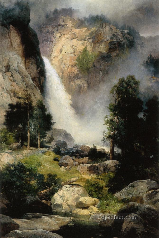 Cascade Falls Yosemite Escuela de las Montañas Rocosas Thomas Moran Pintura al óleo